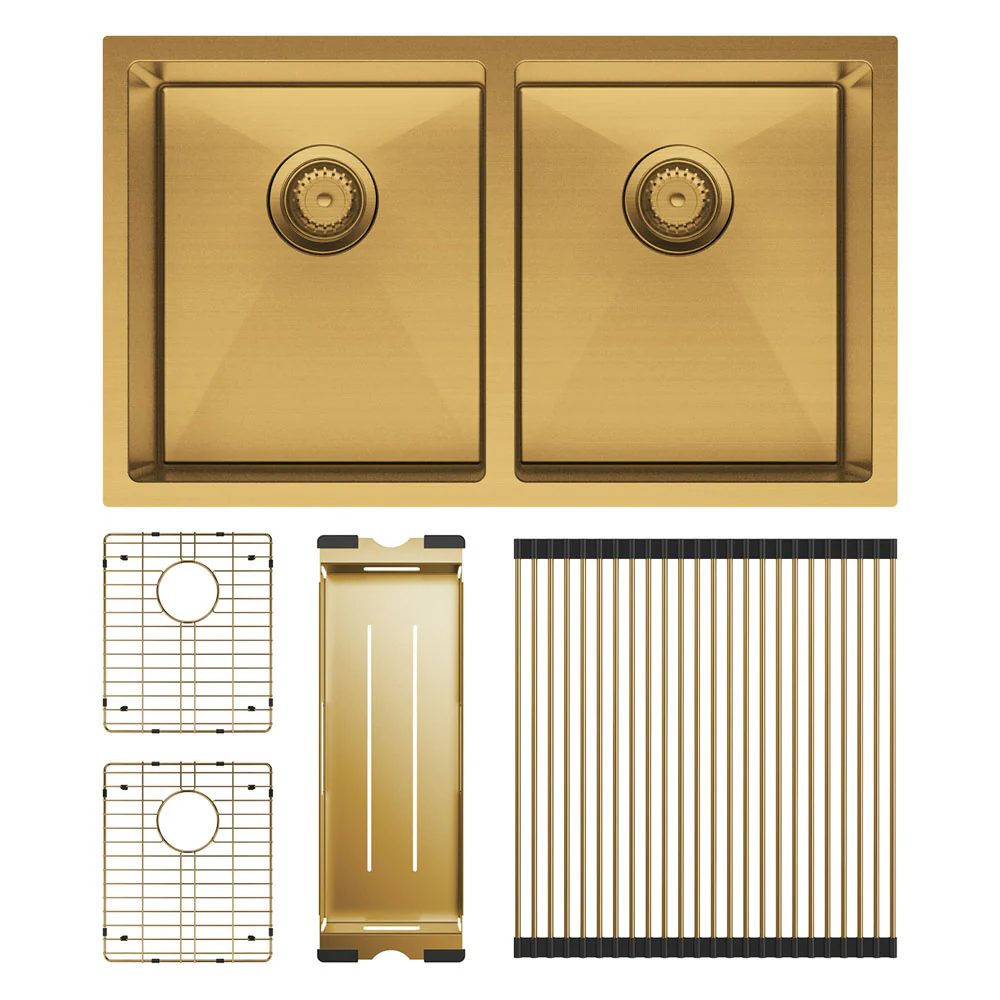 68403RBKIT_1000x1000 (1) HANA 27L/27L DOUBLE KITCHEN SINK KIT, PVD RUGGED BRASS - Image 1