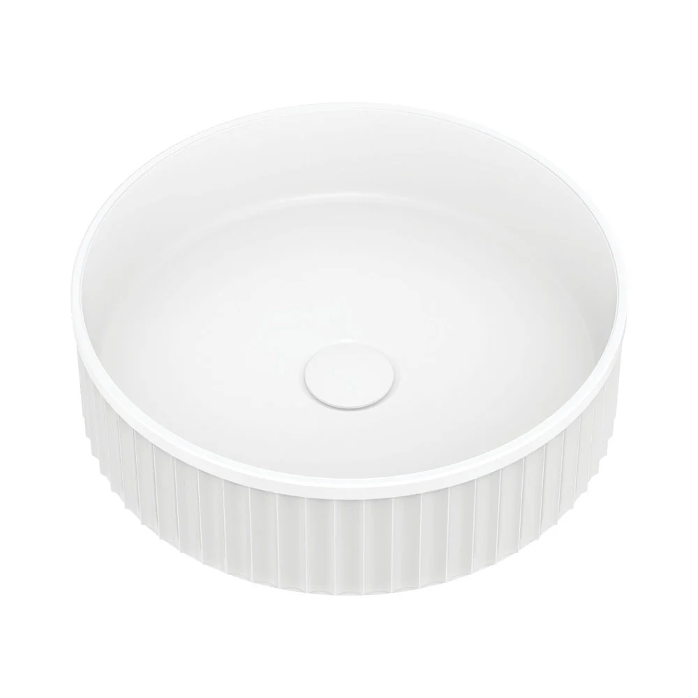 CSB802_1000x1000 MINKA ROUND SOLID SURFACE ABOVE COUNTER BASIN MATTE WHITE - Image 1