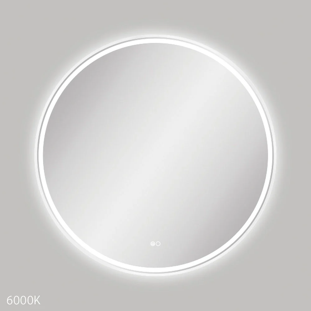 LED900FRW_1000x1000 REBA LED MATTE WHITE FRAMED MIRROR, 900MM - Image 1