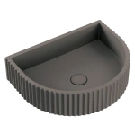 VALENTINA FLUTED ARCH CONCRETE WALL BASIN, WARM GREY