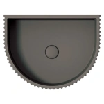 VALENTINA FLUTED ARCH CONCRETE WALL BASIN, WARM GREY - Image 3